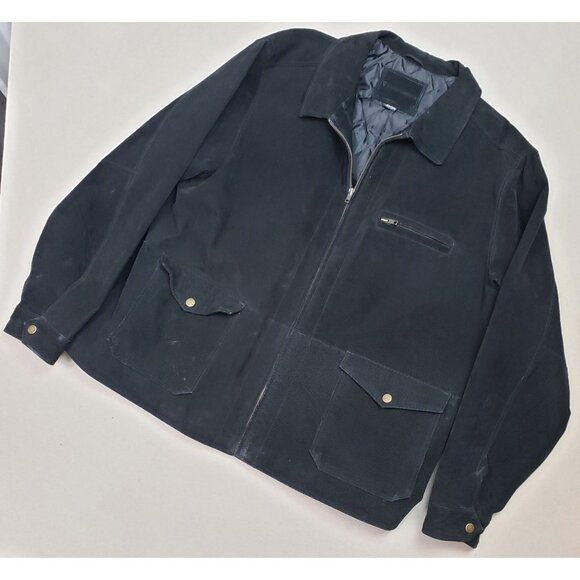 Knightsbridge Men's Black Leather Cargo Jacket Sz XL VTG EXCELLENT CONDITION!!! - Picture 1 of 12